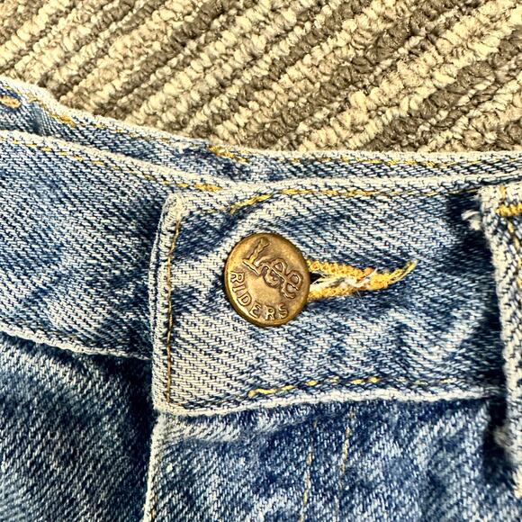 VTG 80s Lee High Waisted Mom Jeans Light Stonewash Acid Wash Tapered Leg Grunge - Picture 5 of 10
